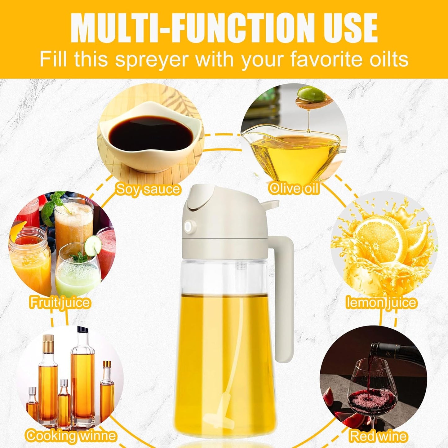 Kitchen Maiden 2 in 1 Oil Dispenser, 2 in 1 Oil Dispenser and Oil Sprayer