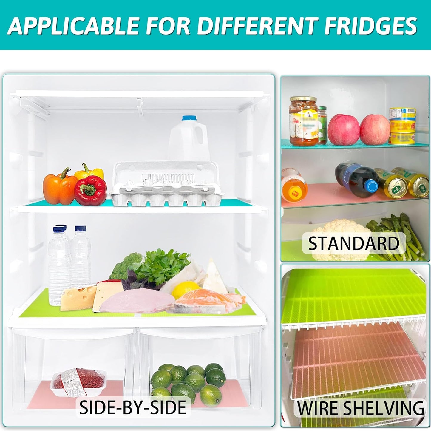 Refrigerator Liners Mats, Stain-Proof Liner for Shelf, Refrigerator, Cupboard, Drawer and Desk