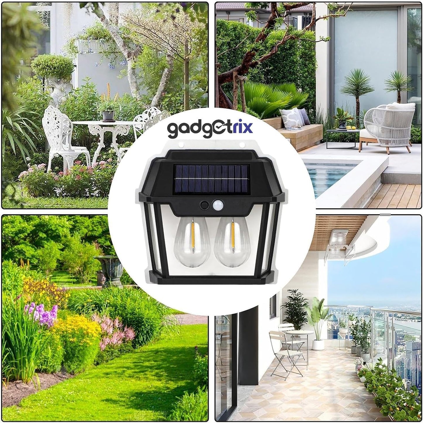 Solar Wall Light with Motion Sensor, Wireless Auto Chargeable