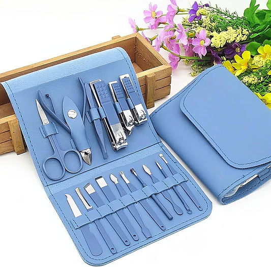 Manicure Kit Professional Stainless Manicure Set 16pcs Nail Clippers Cutter Kit Nail Art Kit