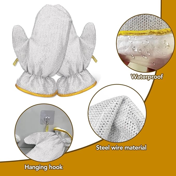 Multipurpose Wire Dishwashing Gloves- Dishwashing Rags For Wet And Dry