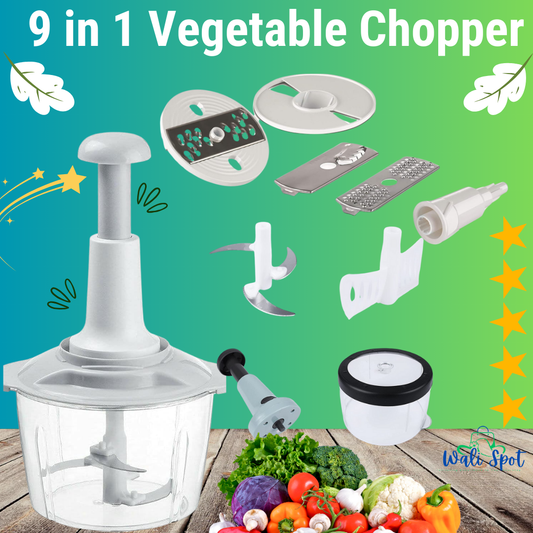 9 in 1 Blender-Manual Vegetable Chopper Hand Press-Food Cutter-Onion Nuts Grinder Mincer-Shredder Kitchen Accessories-Chopper