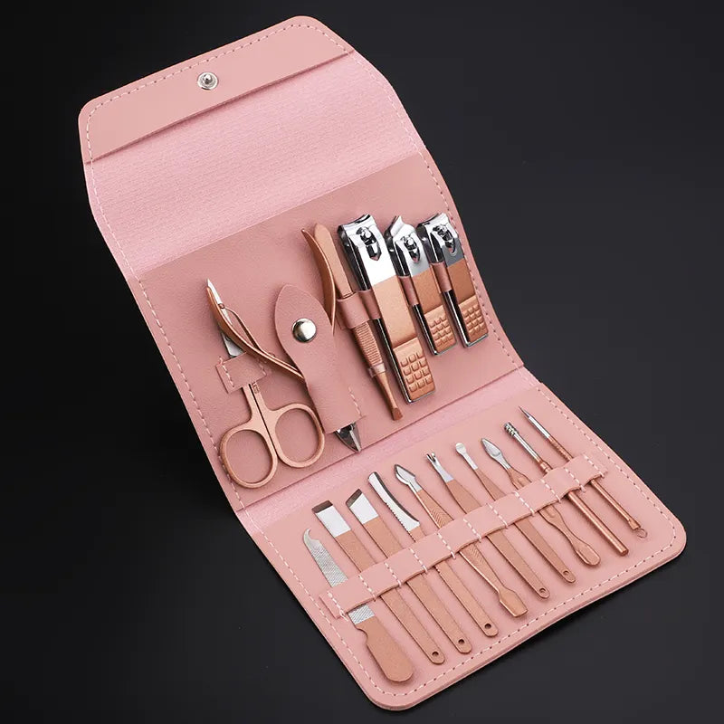 Manicure Kit Professional Stainless Manicure Set 16pcs Nail Clippers Cutter Kit Nail Art Kit