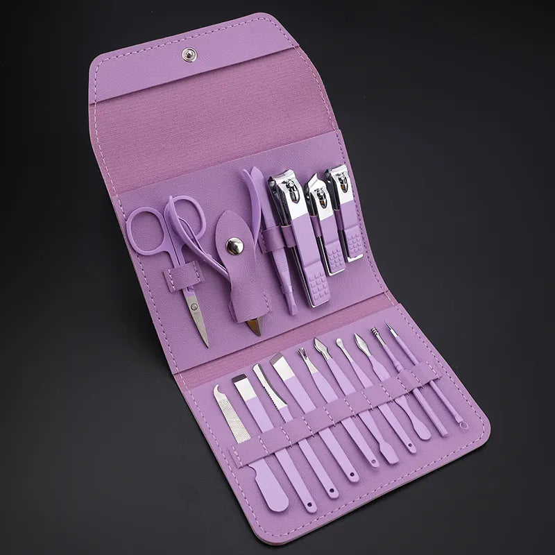 Manicure Kit Professional Stainless Manicure Set 16pcs Nail Clippers Cutter Kit Nail Art Kit