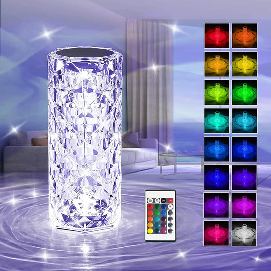 Crystal Rose Lamp Light, Diamond Shape-16 Colors