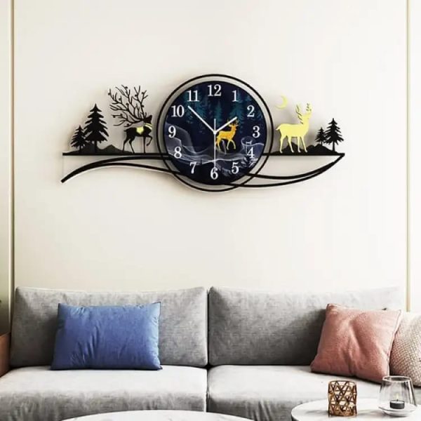 Forest Figure Deer 3d Wall Clock