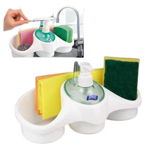 3 In 1 Soap Dispenser And Sponge Holder For Kitchen & Bathroom