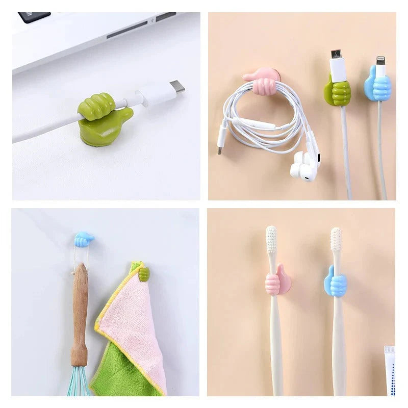 Thumb Wall Hooks for Hanging, Self Adhesive-For Cable, makeup brush, Kitchen